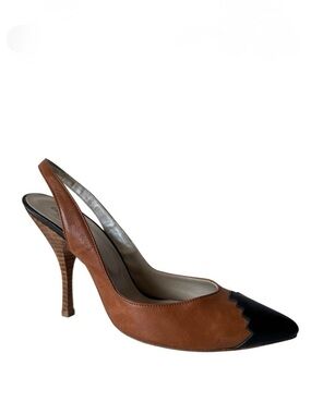 Emerson Fry Leather Colourblock Pattern Slingback Pump Brown Black Size 40